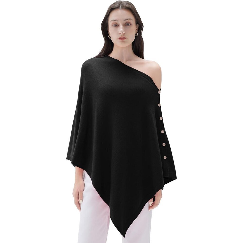Women Cashmere Knit Poncho Bolero Wrap Shawl Light Sweater Casual Cozy